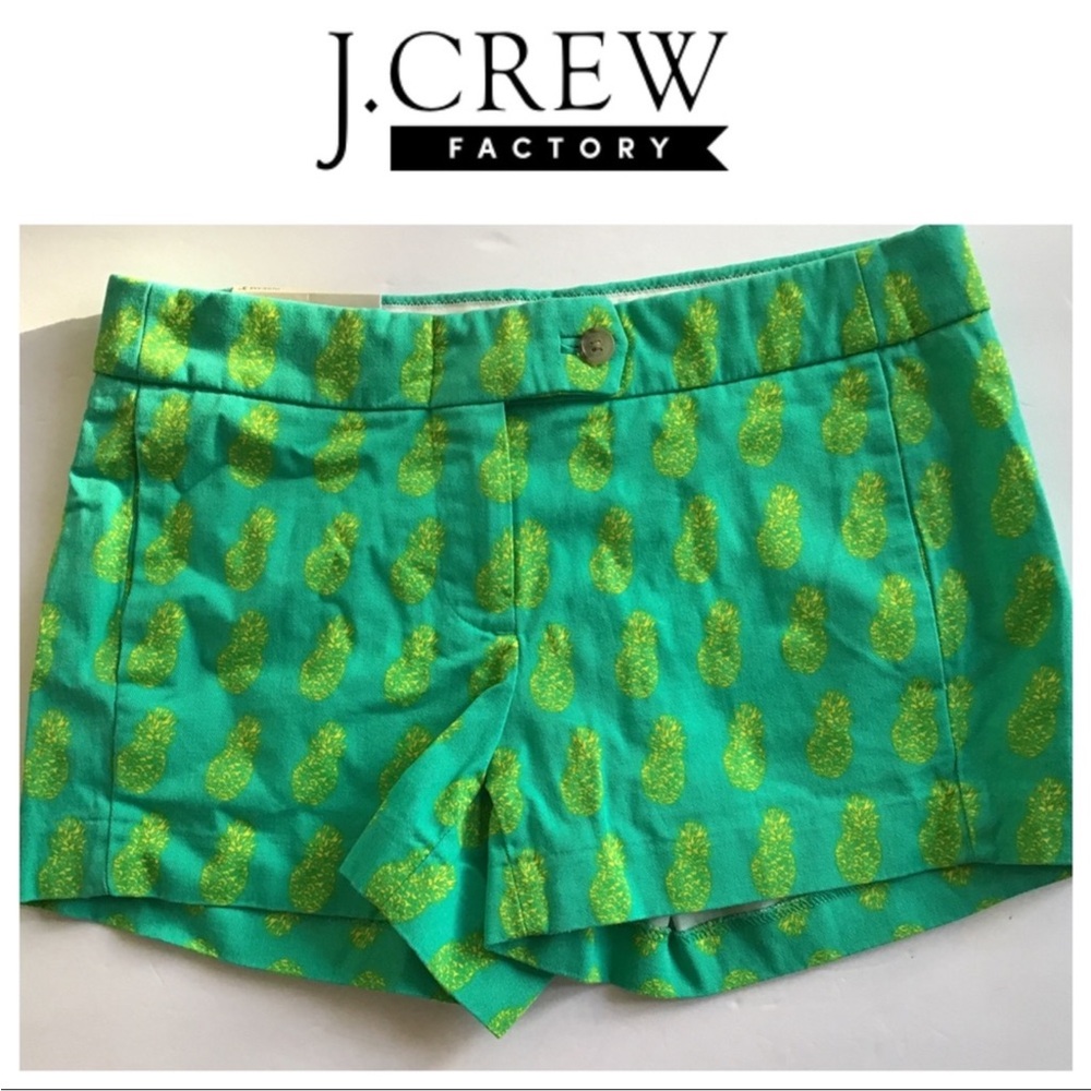 J. Crew Factory Green Pineapple Print Women's Shorts NWT size 00